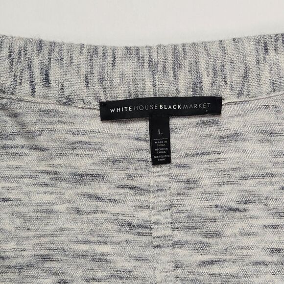 White House Black Market Draped Open Front Cardigan Size Large Marbled Grey - Picture 3 of 7